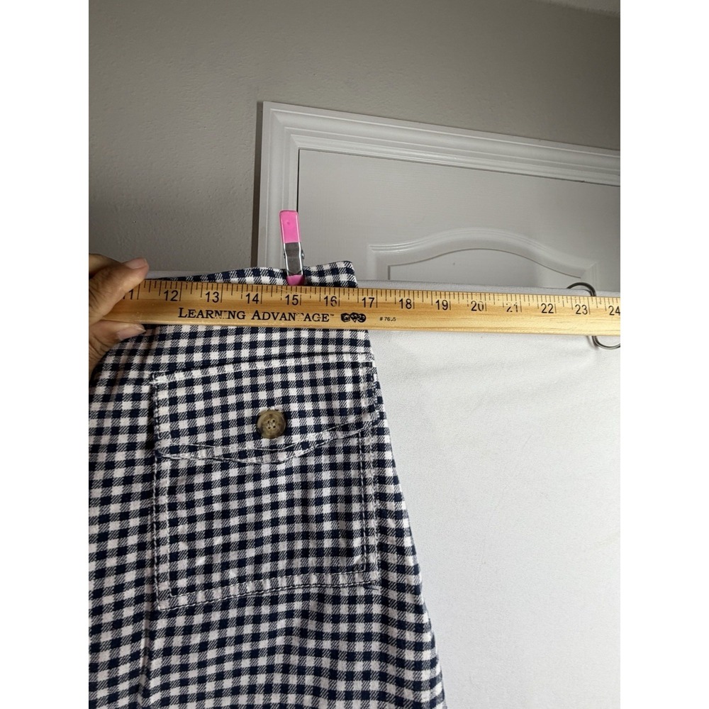 LOFT Gingham Plaid Mini Skirt Blue White Cargo Pocket A-Line Size 8 Preppy Work - Picture 4 of 8